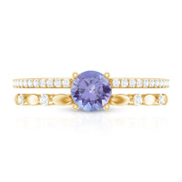 Certified Real Tanzanite Double Band Engagement Ring with Diamond