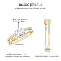 Certified Round Shape Moissanite Designer Engagement Ring