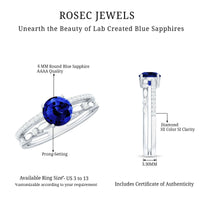 Certified 1 Carat Lab Grown Blue Sapphire Diamond Double Band Engagement Ring
