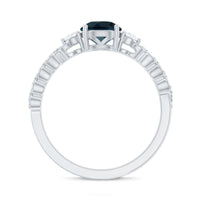 London Blue Topaz Designer Ring with Diamond Side Stones