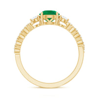 Natural Emerald Solitaire Engagement Ring with Diamond