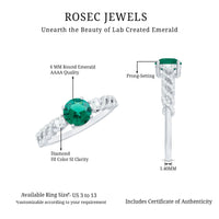Certified Lab Grown Emerald Diamond Designer Engagement Ring