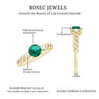 Certified Lab Grown Emerald Diamond Designer Engagement Ring