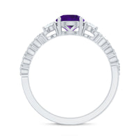 Natural 1.2 Carat Amethyst Diamond Engagement Ring for Women