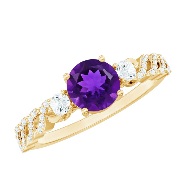 Natural 1.2 carat amethyst diamond engagement ring for women by Rosec Jewels, featuring a sparkling amethyst gemstone and elegant band.