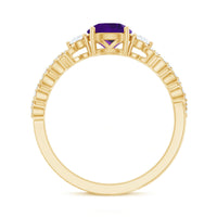 Natural 1.2 Carat Amethyst Diamond Engagement Ring for Women