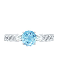 Certified Real Aquamarine Engagement Ring with Diamond Side Stones