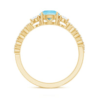 Certified Real Aquamarine Engagement Ring with Diamond Side Stones