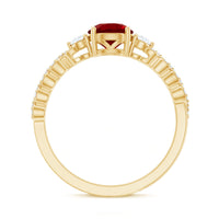 Lab Grown Ruby Designer Ring with Diamond Side Stones