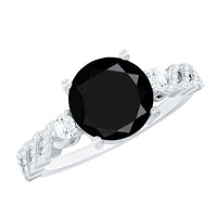 Designer 8mm Black Spinel Engagement Ring with Diamond