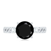 Designer 8mm Black Spinel Engagement Ring with Diamond