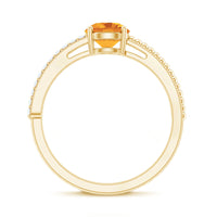 Natural Citrine Solitaire Engagement Ring with Diamond