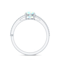 Natural Ethiopian Opal Diamond Solitaire Engagement Ring with Beaded Detailing