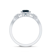 1.3 Carat London Blue Topaz Solitaire Engagement Ring with Diamond