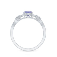 Natural Solitaire Tanzanite Engagement Ring with Diamond Flower