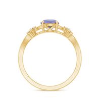 Natural Solitaire Tanzanite Engagement Ring with Diamond Flower