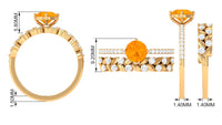 Classic Fire Opal Wedding Ring Set with Moissanite