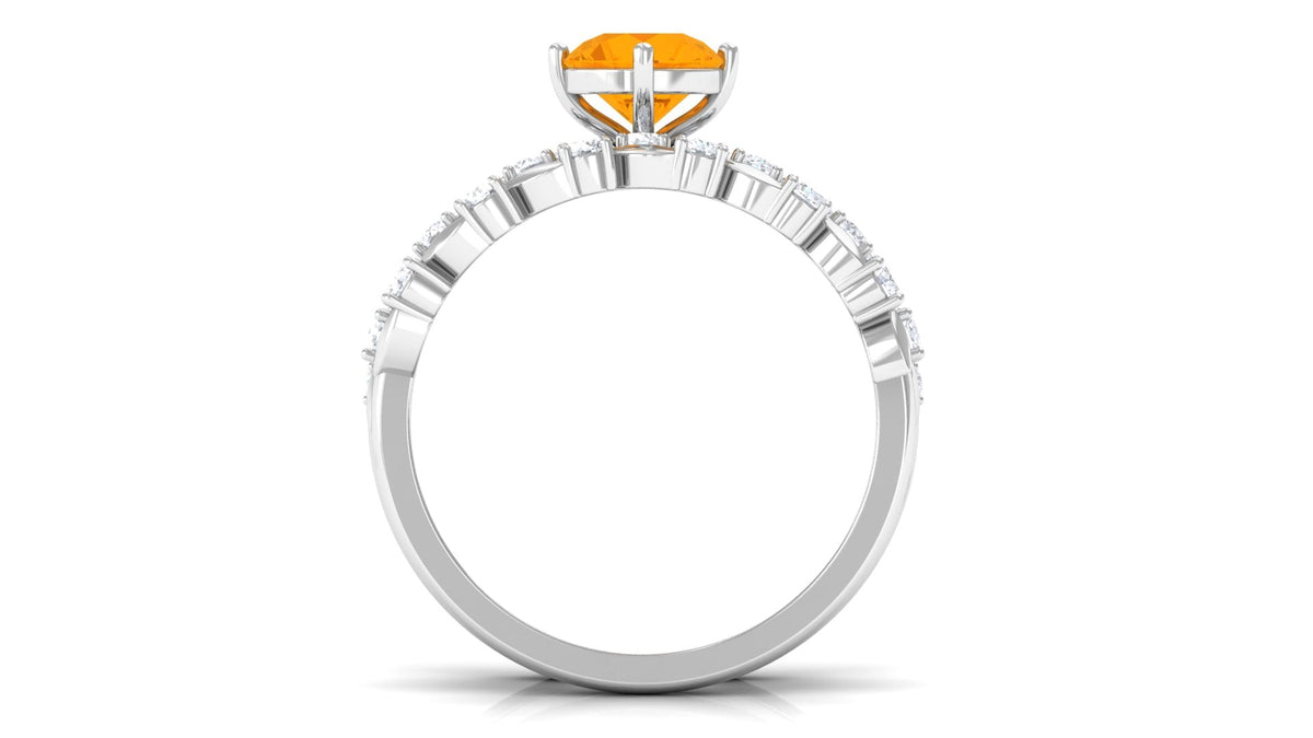 Classic Fire Opal Wedding Ring Set with Moissanite