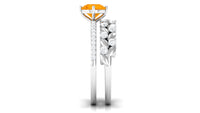 Classic Fire Opal Wedding Ring Set with Moissanite