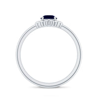 1 CT Round Cut Solitaire Blue Sapphire Gold Flower Ring