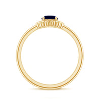 1 CT Round Cut Solitaire Blue Sapphire Gold Flower Ring