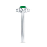 Certified Natural Emerald Flower Promise Ring with Certificate
