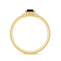 Round Cut Solitaire Lab Created Black Diamond Flower Ring