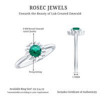 Certified Round Lab Grown Emerald Flower Promise Ring
