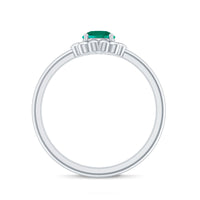 Certified Round Lab Grown Emerald Flower Promise Ring