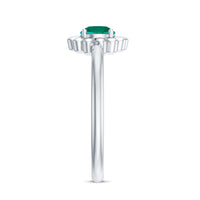 Certified Round Lab Grown Emerald Flower Promise Ring