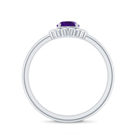 Round Cut Solitaire Amethyst Flower Promise Ring