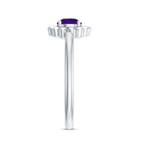 Round Cut Solitaire Amethyst Flower Promise Ring