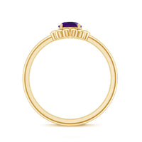 Round Cut Solitaire Amethyst Flower Promise Ring