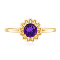 Round Cut Solitaire Amethyst Flower Promise Ring