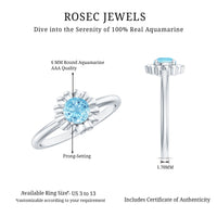 Natural Aquamarine Flower Promise Ring with Certificate