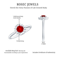 Solitaire Lab Grown Ruby Flower Promise Ring for Her