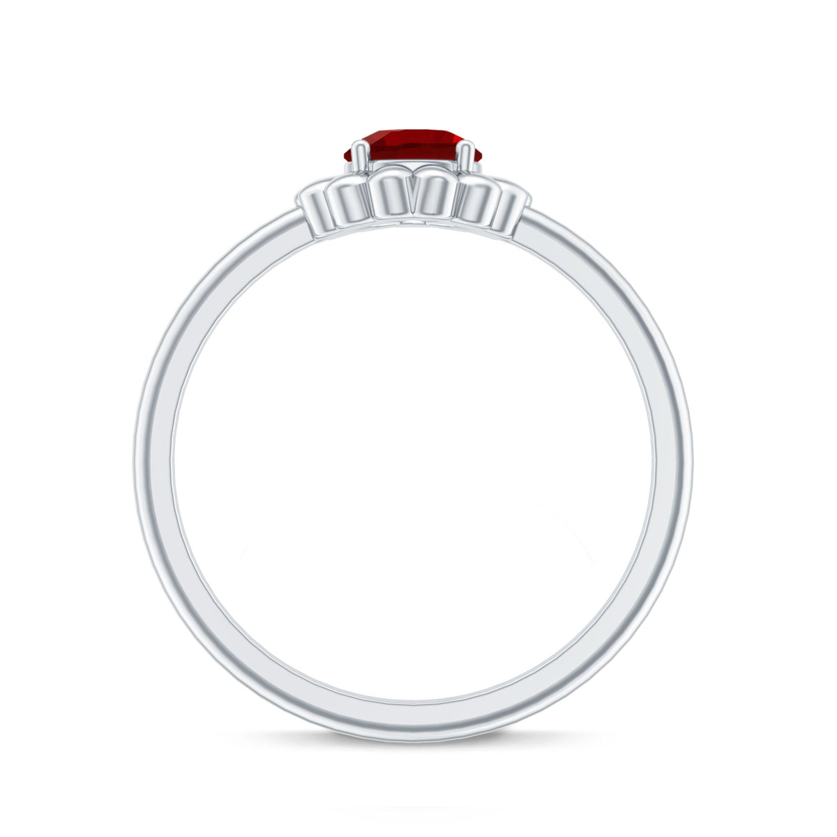 Solitaire Lab Grown Ruby Flower Promise Ring for Her