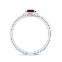 Solitaire Lab Grown Ruby Flower Promise Ring for Her
