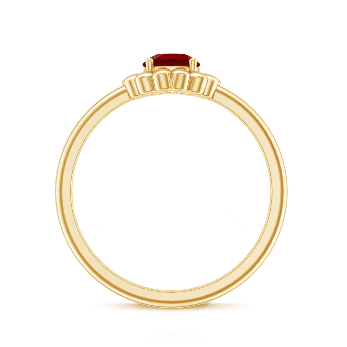 Solitaire Lab Grown Ruby Flower Promise Ring for Her