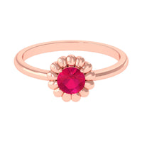 Round Cut Genuine Ruby Flower Promise Ring
