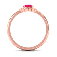 Round Cut Genuine Ruby Flower Promise Ring