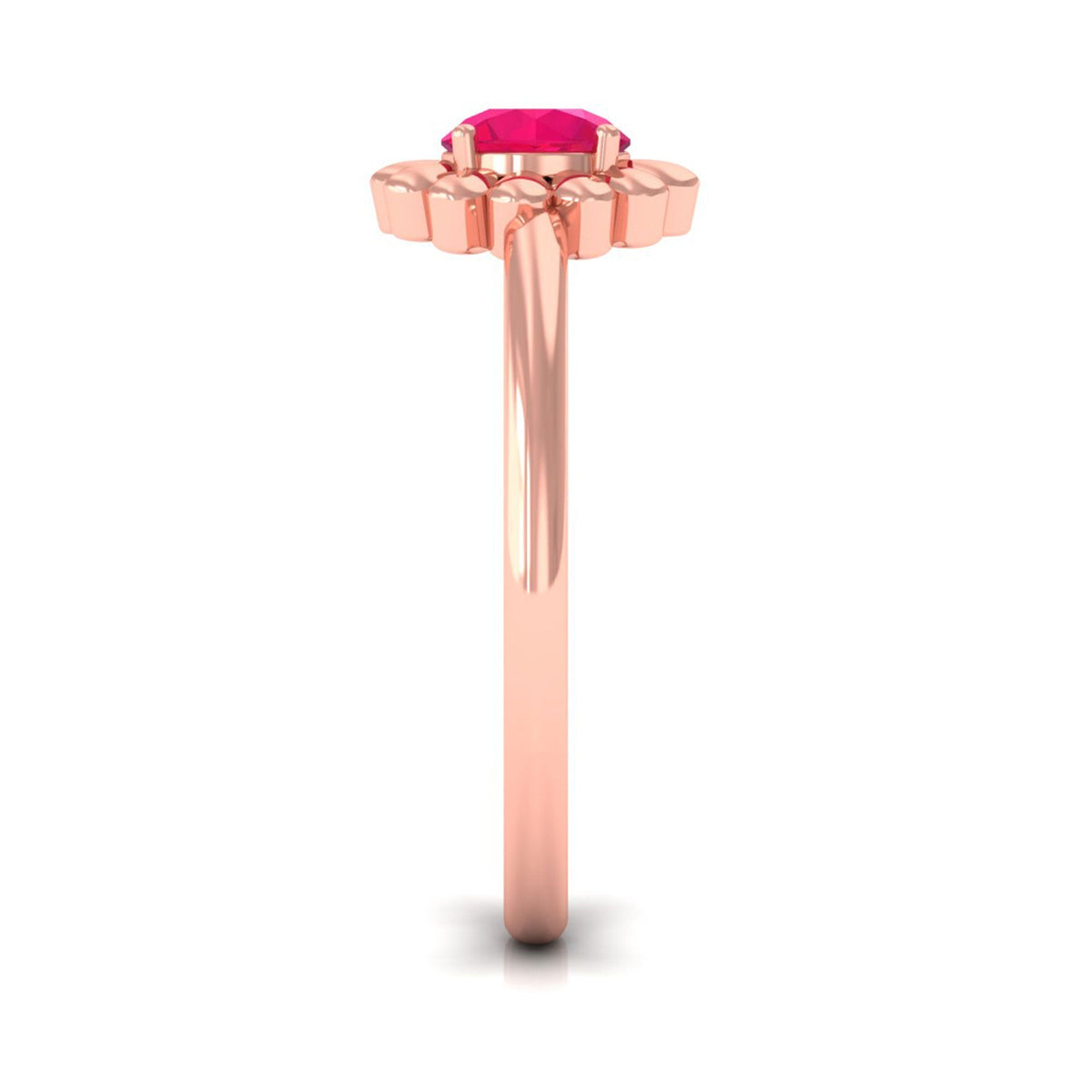 Round Cut Genuine Ruby Flower Promise Ring