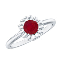 Round Cut Genuine Ruby Flower Promise Ring