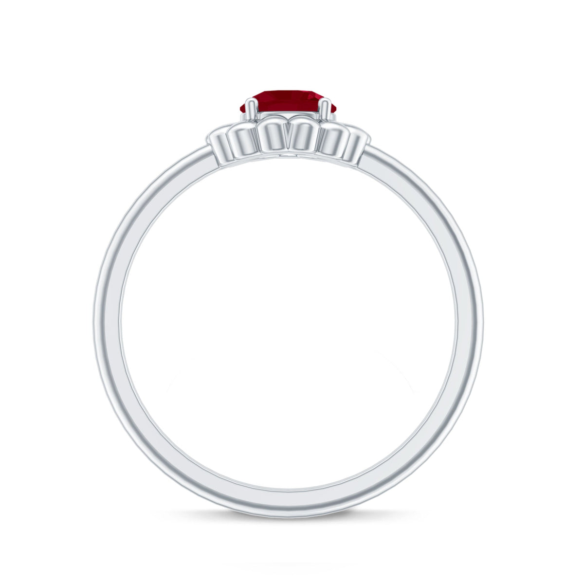 Round Cut Genuine Ruby Flower Promise Ring