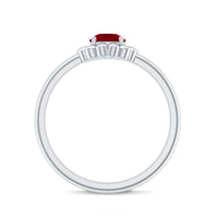 Round Cut Genuine Ruby Flower Promise Ring