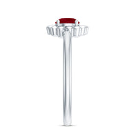 Round Cut Genuine Ruby Flower Promise Ring