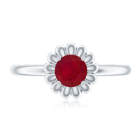 Round Cut Genuine Ruby Flower Promise Ring
