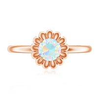 Natural Solitaire Ethiopian Opal Flower Promise Ring