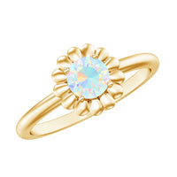Natural Solitaire Ethiopian Opal Flower Promise Ring
