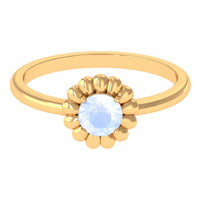 6MM Round Cut Solitaire Moonstone Flower Ring